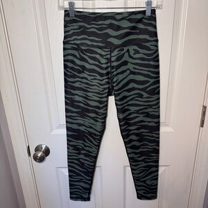 Aqua Athletic Green and Black Zebra Print Leggings
